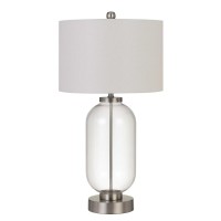 Sycamore glass table lamp with drum shade