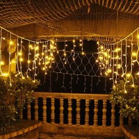 Yolight Icicle Christmas Lights 13Ft 96 Leds Icicle String Lights 8 Modes Twinkle Curtain Fairy Lights, Indoor Outdoor Patio Garden Bedroom Wedding Halloween Party Decoration (Warm White)