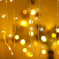 Yolight Icicle Christmas Lights 13Ft 96 Leds Icicle String Lights 8 Modes Twinkle Curtain Fairy Lights, Indoor Outdoor Patio Garden Bedroom Wedding Halloween Party Decoration (Warm White)