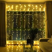 Window Curtain Lights, 600 Led 20 Feet Dimmable With Remote To Set 8 Lighting Modes And Timer, Fairy Led Lights For Bedroom Wall Wedding Decorate String Lights, Warm White, No Curtain,No Connectable