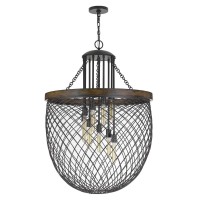 Marion Metalwood Mesh Shade Chandelier Edison Bulbs Not Included Fx37189