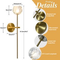 Bokt 1-Light Antique Brass Wall Sconce Lighting Fixture Modern Clear Crystal Ball Wall Sconce Lamp Brushed Gold Long Metal Wall Light Hardwired Bathroom Vanity Light Fixture