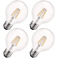 Luxrite Vintage G25 Led Globe Light Bulbs 60W Equivalent, 550 Lumens, 2700K Warm White, Dimmable Round Edison Bulb 5W, Clear Glass, Led Filament Bulb, E26 Standard Base (4 Pack)