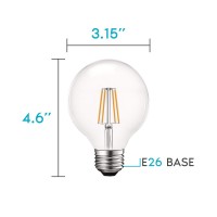 Luxrite Vintage G25 Led Globe Light Bulbs 60W Equivalent, 550 Lumens, 2700K Warm White, Dimmable Round Edison Bulb 5W, Clear Glass, Led Filament Bulb, E26 Standard Base (4 Pack)