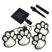 Led Paw Print Solar Lights, Set Of 4 Dog,Cat,Puppy Animal Garden Lights Paw Lamp For Pathway,Lawn,Yard,Outdoor Decorations-Solar Paw(White)