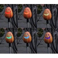 Unique Gadgets & Toys Solar Powered Tall Pumpkin Garden Stake Landscape Color Change Lights (Set Of 2)