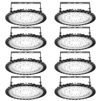 Led High Bay Light 100W Ufo 6000K 10,000Lm Industrial Lighting Ip65 Waterproof Commercial Bay Light Warehouse Lights For Workshop Garage Factory Wet Location,Ship From The Us About 3-7 Days(8 Pack)