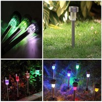 Epicgadget Solar Light, Color Changing Stainless Steel Solar Path Lights Outdoor Solar Garden Decorative Lights For Walkway Pathway Backyard Christmas Decoration Parties (5 Pieces) (Multi-Color)