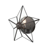 Moravian Star 1-Light Wall Sconce In Oil Rubbed Bronze With Clear Glass - Large