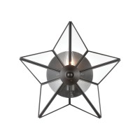 Moravian Star 1-Light Wall Sconce In Oil Rubbed Bronze With Clear Glass - Large