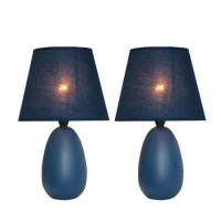 Simple Designs Mini Egg Oval Ceramic Table Lamp 2 Pack Set