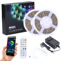 Miheal Led Strip Lights Bluetooth - 65.6Ft Rgb 5050 Led Music Sync Color Changing Lights, App Controlled - For Bedroom, Party, Kitchen Decoration