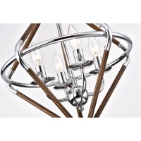 Warehouse Of Tiffany Imp76A/4Iwg Ilija Imitation Wood Grain/Chrome 4-Light Chandelier, 15.75