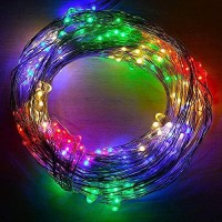 Josmega 2 Pack Solar Powered Fairy String Lights Outdoor Waterproof 8 Modes Twinkle Christmas Decorations Lights, Each 33Ft-100Led, 40Ft-120Led, 66Ft-200Led, 80Ft-240Led, Auto On/Off (Multicolor, 33)