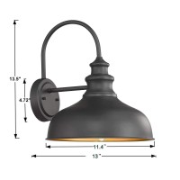 Bestshared Farmhouse Gooseneck Barn Light, Outdoor Wall Sconce, 1-Light Outdoor Black Finish Lantern For Porch With Contrast Color Interior