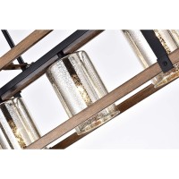 Desaki Imitation Wood Grain/Matte Black 5-Light Chandelier