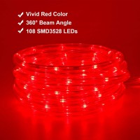 Red Led Lights 16Ft Rope Lights Flexible And Connectable Strip Lighting Waterproof For Indoor Outdoor Use 360 Beam Angle Hi