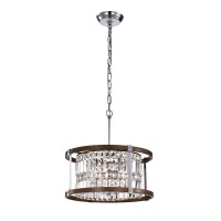 Warehouse Of Tiffany Imp18/3Ic Azari Imitation Wood Grain/Chrome 3-Light 16-Inch Chandelier, 15.75