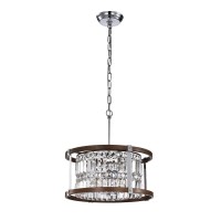 Warehouse Of Tiffany Imp18/3Ic Azari Imitation Wood Grain/Chrome 3-Light 16-Inch Chandelier, 15.75