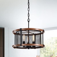 Warehouse Of Tiffany Imp17/3Ib Airi Imitation Wood Grain/Black 3-Light Chandelier, 15.75