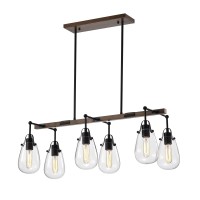 Warehouse Of Tiffany Imp28B/6Im Enija Imitation Wood Grain/Matte Black 6-Light Chandelier, 32.68