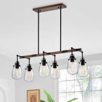 Warehouse Of Tiffany Imp28B/6Im Enija Imitation Wood Grain/Matte Black 6-Light Chandelier, 32.68