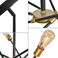 Seol-Light Sputnik 10 Lights Vintage Chandelier Hanging Ceiling Large Bright Pendant Light Fixtures Black/Gold Brushed For Dining Room,Foyer,Entryway;600W