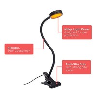 Hooga Headboard Clip On Reading Light, Blue Light Blocking, Amber Led Night Light For Reading In Bed, At Computer Or Desk. Day/Night Modes For White/Amber Light. 1600K Sleep Aid Light Black