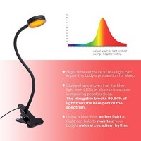 Hooga Headboard Clip On Reading Light, Blue Light Blocking, Amber Led Night Light For Reading In Bed, At Computer Or Desk. Day/Night Modes For White/Amber Light. 1600K Sleep Aid Light Black