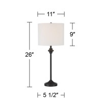 360 Lighting Lynn 26 Tall Skinny Buffet Modern Table Lamps Set Of 2 Black Metal Fabric White Shade Living Room Bedroom Bedside