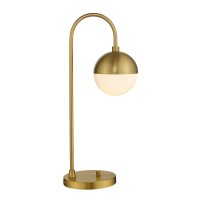 Lms Modern Gold Table Lamp With White Glass Globe Gold Desk Light Bedside Lamp With Brushed Brass Finished For Living Room Offi