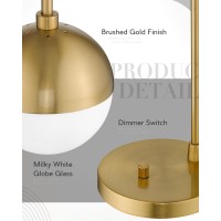 Lms Modern Gold Table Lamp With White Glass Globe Gold Desk Light Bedside Lamp With Brushed Brass Finished For Living Room Offi