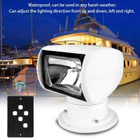 Focket Marine Spotlight,12V 100W 360 Rotation Waterproof Truck Car Remote Control Searchlight Light Durable Outdoor Lamp For Yacht,Coast Guard,Marine Police,Boats,Etc