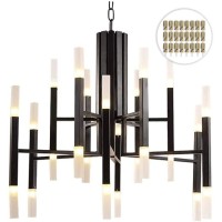 Bokt Modern Modern Sputnik Chandelier 24-Lights Industrial Black Led Chandelier Pendant Light Farmhouse Vintage Flush Mount Ceiling Light Kitchen Island Sputnik Chandelier With Chain