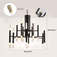 Bokt Modern Modern Sputnik Chandelier 24-Lights Industrial Black Led Chandelier Pendant Light Farmhouse Vintage Flush Mount Ceiling Light Kitchen Island Sputnik Chandelier With Chain