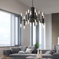 Bokt Modern Modern Sputnik Chandelier 24-Lights Industrial Black Led Chandelier Pendant Light Farmhouse Vintage Flush Mount Ceiling Light Kitchen Island Sputnik Chandelier With Chain