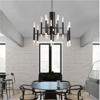 Bokt Modern Modern Sputnik Chandelier 24-Lights Industrial Black Led Chandelier Pendant Light Farmhouse Vintage Flush Mount Ceiling Light Kitchen Island Sputnik Chandelier With Chain