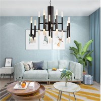 Bokt Modern Modern Sputnik Chandelier 24-Lights Industrial Black Led Chandelier Pendant Light Farmhouse Vintage Flush Mount Ceiling Light Kitchen Island Sputnik Chandelier With Chain