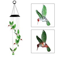 Hummingbird Solar Light, Epicgadget Solar Bird Wind Chime Color Changing Outdoor Solar Garden Decorative Lights For Walkway Pathway Backyard Christmas Decoration Parties (Green Wing Hummingbird)