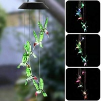 Hummingbird Solar Light, Epicgadget Solar Bird Wind Chime Color Changing Outdoor Solar Garden Decorative Lights For Walkway Pathway Backyard Christmas Decoration Parties (Green Wing Hummingbird)