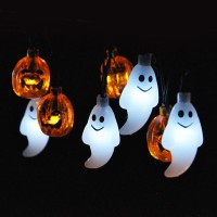 Joyin Halloween String Lights Decorations 197Ft 30 Led Battery Operated Ghost Pumpkin 3D String Light With 8 Lighting Modes Fo