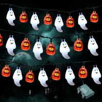 Joyin Halloween String Lights Decorations 197Ft 30 Led Battery Operated Ghost Pumpkin 3D String Light With 8 Lighting Modes Fo