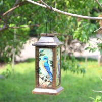 Topadorn Hanging Solar Lantern Waterproof Portable Lamp Outdoor Garden Decorative Led Light, Blue Bird, 10