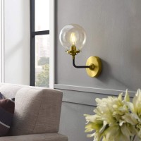 Modway Reckon Industrial Modern Amber Glass Globe Wall Sconce Light Fixture