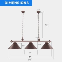 Gse Pool Table Light, Billiards Table Light For 7Ft/8Ft Pool Tables, Hanging Billiard Lighting With 3 Metal Lamp Shades For Billiards Room, Restaurant, Bar, Coffee Shop(Oil Rubbed Bronze)