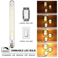 Leools Led Tube Bulbs,T10 Tubular Edison Style Led Filament Bulb, 12W Dimmable Antique Led Bulb,E26 Base,Clear Glass,Warm White,2700K,1000Lm(75-100W Equivalent),11.8In,Pack Of 4