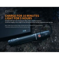 The Fenix PD36R rechargeable flashlight is a highperformance flashlight unlike anything else on the market for its size This LED rechargeable flashlight delivers a maximum 1600 lumens to an impressive distance of 928ft 283m all on a high capacity 21700 li