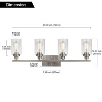 Melucee Bathroom Light Fixtures Brushed Nickel 4 Heads Modern Vanity Lights Wall Sconce With Clear Glass Shade For Hallway Kitchen Bedroom Living Room