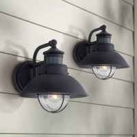 John Timberland Oberlin Rustic Industrial Farmhouse Outdoor Barn Light Fixtures Set Of 2 Black Dusk To Dawn Motion Sensor 9