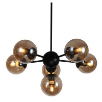 Warehouse Of Tiffany Wra003 Ementi Matte Black 6-Light Chandelier, 24.41